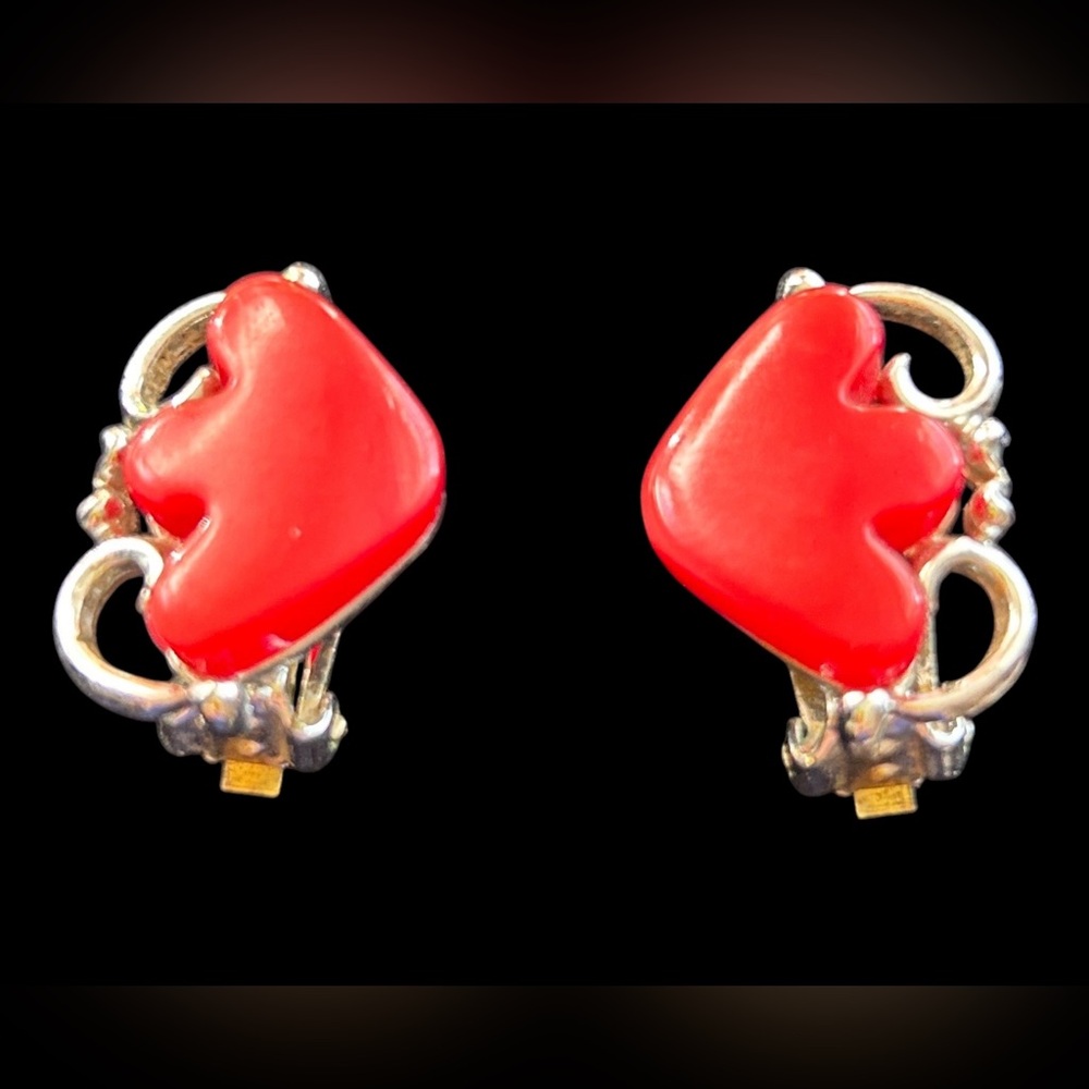 Red Lucite Clip-On Earrings - Elegant Women's Jewelry